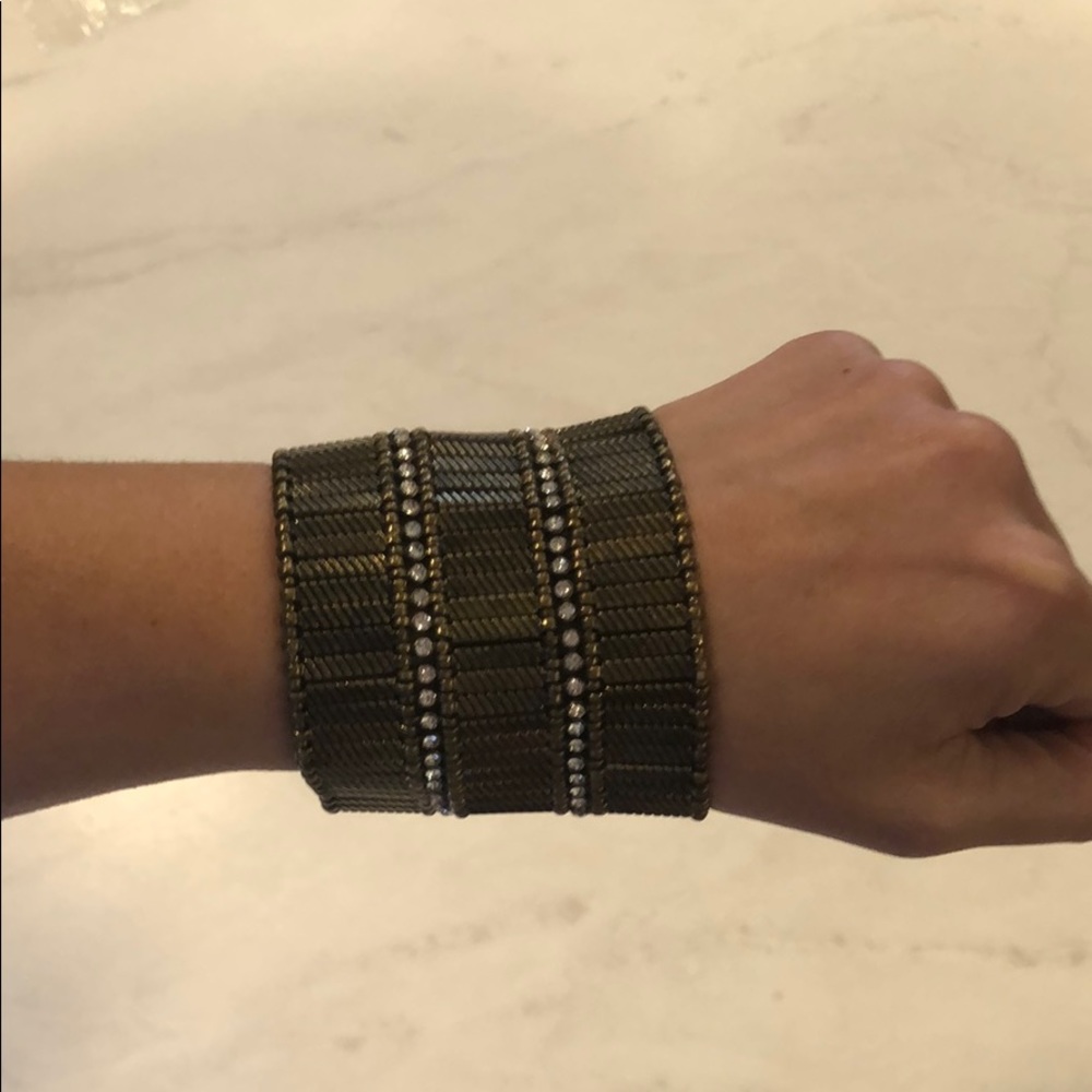 Stretchy bronze & rhinestone bracelet